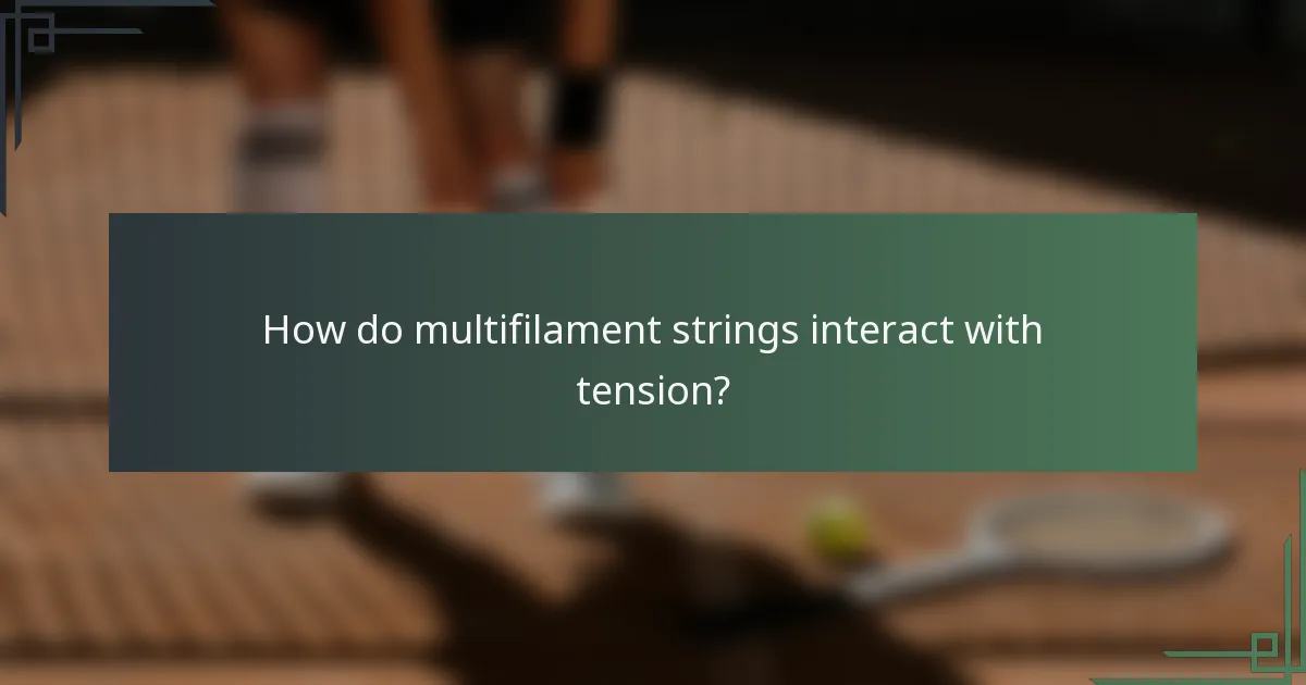 How do multifilament strings interact with tension?