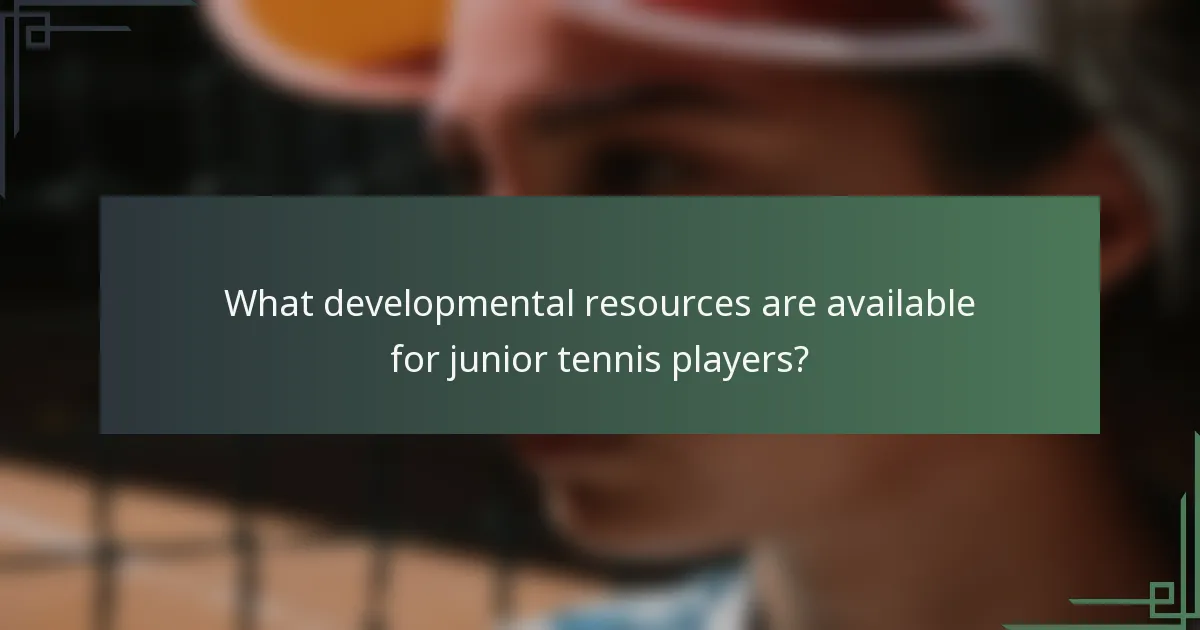 What developmental resources are available for junior tennis players?