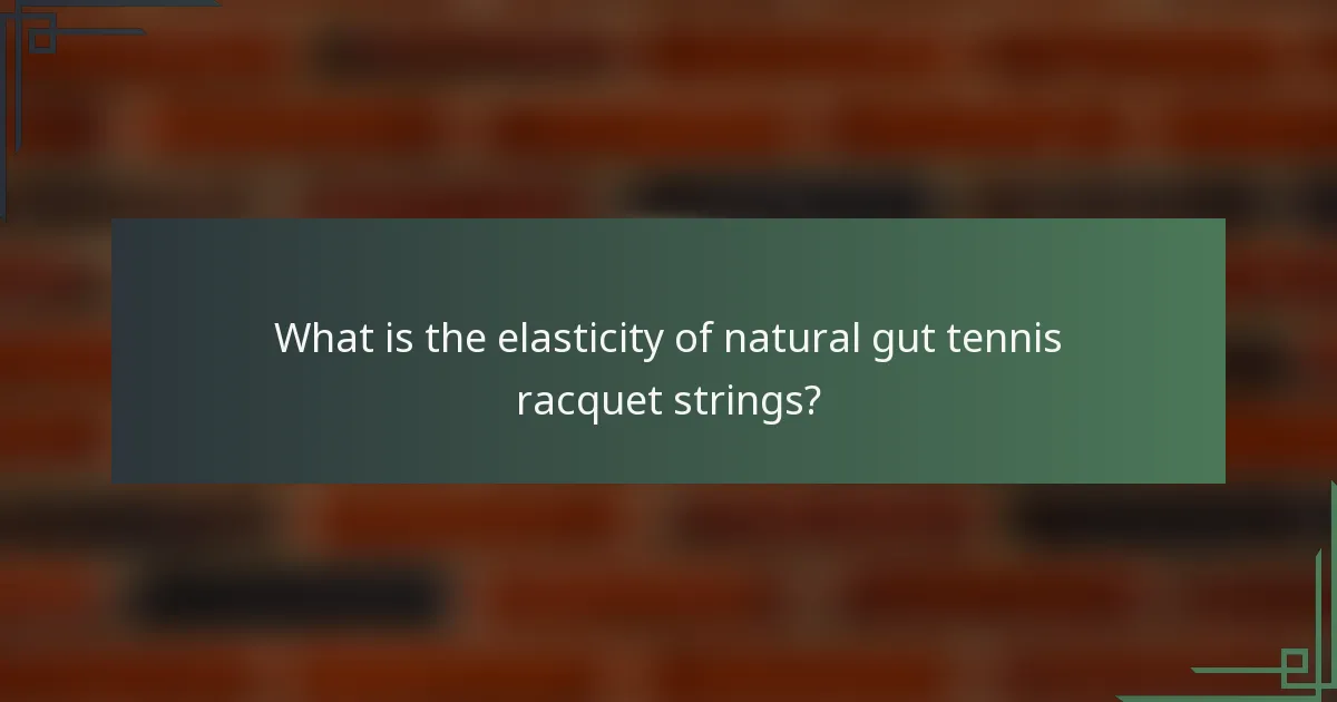 What is the elasticity of natural gut tennis racquet strings?